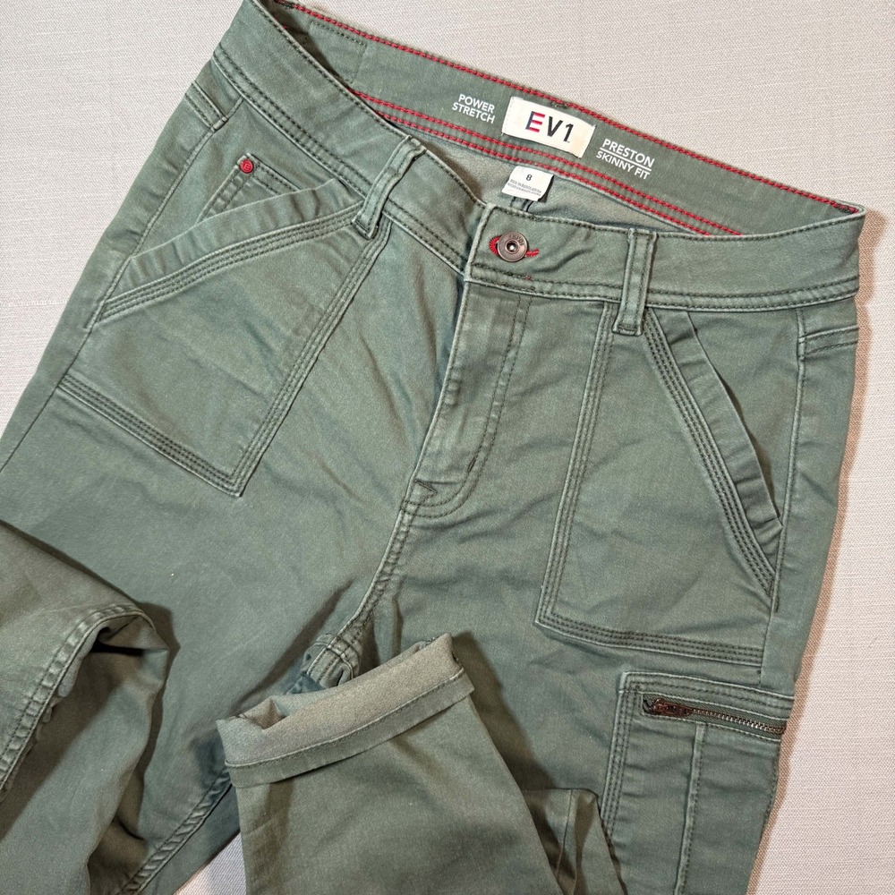 EV1 Ellen DeGeneres Preston Skinny Fit Cargo Pants Olive Green Size 8 EV25796C2